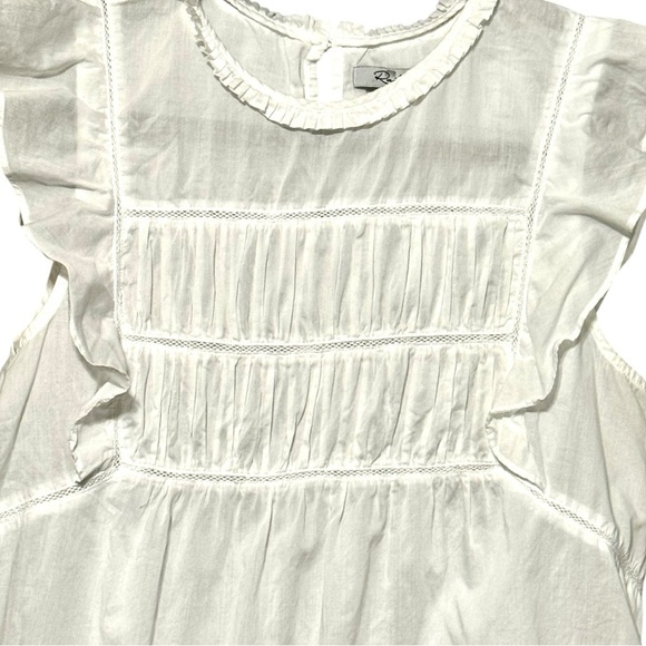 RAILS Filomena Sleeveless Ruffled Pin Tucked Cotton Lightweight White Blouse - Picture 5 of 13